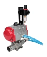 Кран шаровой DN.ru BV3232P(3pc)-FP-W-ISO-H LONG Ду32 Ру40 полнопроходной, корпус - нержавеющая сталь 316, уплотнение - PTFE, под приварку, с пневмоприводом DN.ru PA-SA-083, пневмораспределителем 4V320-08 AC220V и БПВ AFC2000