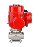 Кран шаровой DN.ru BV3232P(3pc)-FP-W-ISO-H Ду80 Ру25 полнопроходной двухходовой, нержавеющая сталь SS316, под приварку, уплотнение - PTFE, с электроприводом DN.ru QT-EX-015M-O2-380VAC-У1