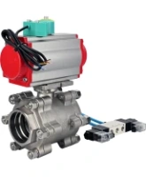 Кран шаровой DN.ru BV3232P(3pc)-FP-SW-ISO-H Ду80 Ру63 полнопроходной, корпус - нержавеющая сталь SS316, под приварку, с пневмоприводом PA-DA-105, пневмораспределителем 4V320-08 AC220V, магнитным переключателем ALS200D