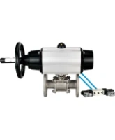 Кран шаровой DN.ru BV3232P(3pc)-FP-F-ISO-H Ду100 Ру25 фланцевый с ISO-фланцем, корпус - нержавеющая сталь 316, полнопроходной, уплотнение - PTFE, с пневмоприводом PA-DA-105-1, пневмораспределителем 4V320-08 AC220V