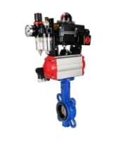 Затвор дисковый поворотный DN.ru WBV1132N-2W-Fb-H Ду125 Ру16, корпус - чугун GG25, диск - нержавеющая сталь 316L, уплотнение - NBR, с пневмоприводом DN.ru PA-DA-105, пневмораспределителем 4M310-08 AC220V, БКВ APL-410N EX, БПВ AFC2000