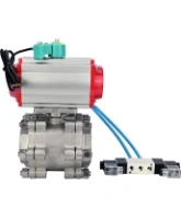 Кран шаровой DN.ru BV3232P(3pc)-FP-SW-ISO-H Ду80 Ру63 полнопроходной, корпус - нержавеющая сталь SS316, под приварку, с пневмоприводом PA-DA-105, пневмораспределителем 4V320-08 AC220V, магнитным переключателем ALS200D