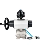 Кран шаровой DN.ru BV3232P(3pc)-FP-SW-ISO-H Ду100 Ру63 полнопроходной, корпус - нержавеющая сталь SS316, под приварку, с пневмоприводом PA-DA-105-1, пневмораспределителем 4V320-08 AC220V, БКВ APL-510N EX