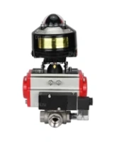 Кран шаровой DN.ru BV3232P(4pc)-SP-3WL-T-ISO-H 1/2″ Ду15 Ру63 стандартнопроходной трехходовой L-тип, нержавеющая сталь SS316, внутренняя резьба, уплотнение - PTFE, с пн.приводом DN.ru PA-DA-052 пн.распределителем 4M310-08 AC220V и БКВ APL-510N-EX