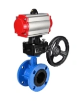 Затвор дисковый поворотный DN.ru WBV1313E-2W-F-H Ду100 Ру16 фланцевый, корпус - чугун GGG40, диск - чугун GGG40, уплотнение - EPDM, с пневмоприводом DN.ru PA-DA-105 и ручным дублером DN.ru MON1-250-T26-ISO