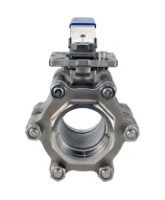 Кран шаровой DN.ru BV3232P(3pc)-FP-SW-ISO-H Ду80 Ру63 полнопроходной, под приварку, материал корпуса - нержавеющая сталь SS316, с ISO-фланцем и рукояткой