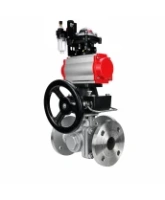 Кран шаровой DN.ru BV3232P(2pc)-FP-3WL-F-ISO-H Ду20 Ру16 HYMT, трехходовой L-тип, полнопроходной, фланцевый, корпус - нерж.сталь SS316, с пн.приводом PA-DA-052, пн.распредел 4M310-08 24В NAMUR, ручн.дублером MON1-250-T26-ISO, БКВ APL-210N и БПВ AFC2000