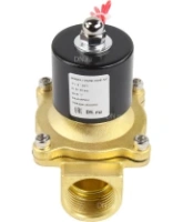 Клапан электромагнитный DN.ru VS100-VT-NC-24VAC 1″ Ду25 Ру10 прямого действия двухходовой, корпус - латунь, присоединение - внутренняя резьба, уплотнение - VITON, нормально-закрытый, катушка - 24 В AC