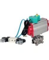 Кран шаровой DN.ru BV3232P(3pc)-FP-W-ISO-H Ду25 Ру63 полнопроходной, корпус - нержавеющая сталь 316, уплотнение - PTFE, под приварку, с пневмоприводом PA-DA-052, пневмораспределителем 4V320-08 AC220V и магнитным переключателем ALS200D