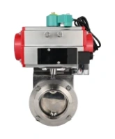 Затвор дисковый поворотный DN.ru WBV3131E-2W-W-H Ду15 Ру10 под приварку, корпус - пищевая нержавеющая сталь 304, уплотнение - EPDM, с пневмоприводом PA-SA-065, пневмораспределителем 4M310-08 220В NAMUR и магнитным переключателем ALS200D
