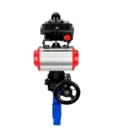 Затвор дисковый поворотный DN.ru WBV1616E-2W-Fb-H Ду125 Ру16 LUG корпус - чугун QT450, диск - чугун QT450, уплотнение - EPDM, с пневмоприводом DN.ru PA-DA-105, пневмораспределителем 4M310-08 AC220V, БКВ APL-410N EX и дублером MON3-700-T38-ISO