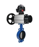 Затвор дисковый поворотный DN.ru WBV1413E-2W-Fb-H Ду150 Ру16, корпус - чугун GGG50, диск - чугун GGG40, уплотнение - EPDM, с пневмоприводом DN.ru PA-DA-105-1 двойного действия, пневмораспределителем 4M310-08 AC220V, БКВ APL-510N-EX