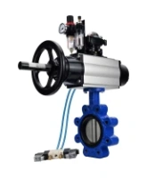 Затвор дисковый поворотный DN.ru WBV1631E-2W-Fb-H Ду125 Ру16 LUG корпус - чугун QT450, диск - нержавеющая сталь 304, уплотнение - EPDM, с пневмоприводом PA-DA-105-1, пневмораспределителем 4V320-10 AC220V, БКВ APL-210N и БПВ AFC2000