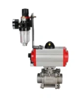 Кран шаровой DN.ru BV3232P(3pc)-FP-W-ISO-H Ду65 Ру25, полнопроходной под приварку, нержавеющая сталь SS316, уплотнение - PTFE, с пневмоприводом PA-DA-083 двойного действия, с пневмораспределителем 4M310-08 AC220V, с БПВ AFC2000