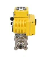 Кран шаровой DN.ru BV3232P(3pc)-FP-W-ISO-H Ду15 Ру63 полнопроходной двухходовой, нержавеющая сталь SS316, под приварку, уплотнение - PTFE, с 1/4-оборотным электроприводом DN.RU QT-N-003EM-O1-220VAC-У1