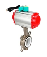Затвор дисковый поворотный DN.ru WBV3131P-2W-Fb-H Ду125 Ру16 корпус - нержавеющая сталь 304, диск - нержавеющая сталь 304, уплотнение - PTFE, с пневмоприводом PA-DA-105, пневмораспределителем 4M310-08 AC220V и магнитным переключателем ALS200D