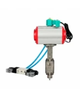 Затвор дисковый поворотный DN.ru WBV3232V-2W-Fb-H Ду50 Ру16, корпус - нержавеющая сталь 316L, диск - нержавеющая сталь 316L, уплотнение - VITON, с пневмоприводом PA-SA-083, пневмораспределителем 4V320-08 AC220V и магнитным переключателем ALS200D