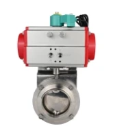 Затвор дисковый поворотный DN.ru WBV3131E-2W-W-H Ду15 Ру10 под приварку, корпус - пищевая нержавеющая сталь 304, уплотнение - EPDM, с пневмоприводом PA-SA-065 и магнитным переключателем ALS200D