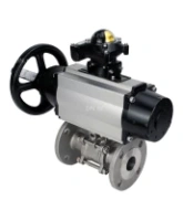 Кран шаровой DN.ru BV3131P(3pc)-FP-F-ISO-H Ду100 Ру16 полнопроходной трехсоставной, фланцевый, нержавеющая сталь 304, уплотнение - PTFE, 22х22, F10, WDVF, с пневмоприводом DN.ru PA-DA-105-1, пневмораспределителем 4M310-08 AC220V и БКВ APL-210N