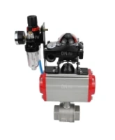 Кран шаровой DN.ru BV3232P(2pc)-FP-T-ISO-H Ду80 Ру40, полнопроходной внутренняя резьба, нержавеющая сталь SS316, уплотнение - PTFE, с пневмоприводом PA-SA-130 с возвратными пружинами, с пневмораспределителем 4M310-08 220В, с БКВ APL-410N EX, с БПВ AFC2000