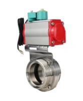 Затвор дисковый поворотный DN.ru WBV3131E-2W-T-H Ду15 Ру10 резьбовой, корпус - пищевая нержавеющая сталь 304, уплотнение - EPDM, с пневмоприводом PA-SA-065, пневмораспределителем 4M310-08 220В NAMUR и магнитным переключателем ALS200D