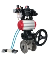 Кран шаровой DN.ru BV3232P(2pc)-FP-F-ISO-H Ду65 Ру16, фланцевый, полнопроходной, нержавеющая сталь SS316, PTFE, с пневмоприводом PA-DA-083, пневмораспределителем 4V320-08 AC220V, БКВ APL-410N Ex, ручным дублером MON2-450-T28-ISO, БПВ AFC2000