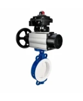 Затвор дисковый поворотный DN.ru WBV3434Pf-2W-Fb-R Ду200 Ру16, корпус - углеродистая сталь WCB, диск - углеродистая сталь WCB, футерованный PTFE, уплотнение - PTFE, с пневмоприводом PA-DA-105-1, пневмораспределителем 4M310-08 AC220V и БКВ APL-410N EX