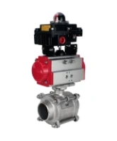 Кран шаровой DN.ru BV3232P(3pc)-FP-W-ISO-H WDVF Ду40 Ру40 полнопроходной, трехсоставной, корпус - нержавеющая сталь 316, уплотнение - PTFE, под приварку, с пневмоприводом PA-SA-105, БКВ APL-410N EX
