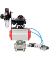Кран шаровой DN.ru BV3232P(3pc)-FP-W-ISO-H Ду65 Ру25, полнопроходной под приварку, нержавеющая сталь SS316, уплотнение - PTFE, с пневмоприводом PA-DA-083 двойного действия, с пневмораспределителем 4V320-08 AC220V, с БКВ APL-210N, с БПВ AFC2000
