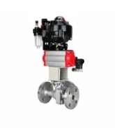 Кран шаровой DN.ru BV3232P(2pc)-FP-3WL-F-ISO-H Ду80 Ру16 HYMT трехходовой L-тип, полнопроходной, фланцевый, корпус - нержавеющая сталь AISI316, с пневмоприводом PA-SA-130, пневмораспределителем 4M320-10 AC220V, БКВ APL-510N EX и БПВ AFC2000