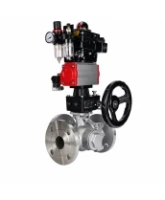 Кран шаровой DN.ru BV3232P(2pc)-FP-3WL-F-ISO-H Ду20 Ру16 HYMT трехходовой L-тип, полнопроходной, фланцевый, корпус - нерж.сталь AISI316, пн.привод PA-DA-052, пн.распредел 4M320-08 AC220V, руч.дублер MON1-250-T26-ISO, БКВ APL-410N EX и БПВ AFC2000