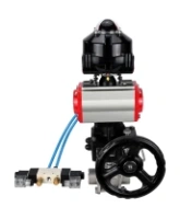 Кран шаровой DN.ru BV3232P(3pc)-FP-W-ISO-H WDVF Ду25 Ру63 полнопроходной, трехсоставной, нерж. сталь 316, PTFE, под приварку, с пневмоприводом PA-DA-052, пн.распределителем 4V320-08 AC220V, БКВ APL-510N EX, ручным дублером MON1-250-T26-ISO