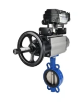 Затвор дисковый поворотный DN.ru WBV1413E-2W-Fb-H Ду150 Ру16, корпус - чугун GGG50, диск - чугун GGG40, уплотнение - EPDM, с пневмоприводом DN.ru PA-DA-105-1 двойного действия и с электропневматическим поворотным позиционером YT-1000RSN с обратной связью