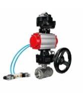 Кран шаровой DN.ru BV3232P(4pc)-SP-3WL-T-ISO-H WDVF Ду65 Ру40 стандартнопроходной, 3-ходовой L-тип, внутренняя резьба, с пневмоприводом PA-DA-105, пневмораспределителем 4V320-08 AC220V, БКВ APL-510N EX и ручным дублером MON2-450-T28-ISO