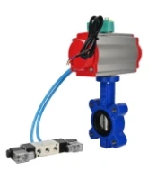 Затвор дисковый поворотный DN.ru WBV1631E-2W-Fb-H Ду50 Ру16 LUG межфланцевый, корпус - чугун QT450, диск - нержавеющая сталь AISI 304, EPDM, с пневмоприводом PA-SA-083, пневмораспределителем 4V320-08 AC220V и магнитным переключателем ALS200D