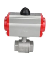 Кран шаровой DN.ru BV3232P(2pc)-FP-T-ISO-H Ду100 Ру40 полнопроходной, внутренняя резьба, нержавеющая сталь 316, уплотнение - PTFE, с пневмоприводом PA-SA-130 с возвратными пружинами
