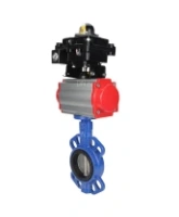 Затвор дисковый поворотный DN.ru WBV1413E-2W-Fb-H Ду100 Ру16, корпус - чугун GGG50, диск - чугун GGG40, уплотнение - EPDM, с пневмоприводом DN.ru PA-DA-083 двойного действия, пневмораспределителем 4M310-08 AC220V, БКВ APL-410N EX
