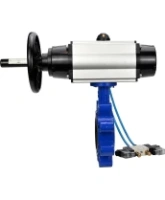 Затвор дисковый поворотный DN.ru WBV1631E-2W-Fb-H Ду125 Ру16 LUG корпус - чугун QT450, диск - нержавеющая сталь 304, уплотнение - EPDM, с пневмоприводом DN.ru PA-DA-105-1 и пневмораспределителем 4V320-08 AC220V