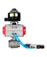 Кран шаровой DN.ru 2 1/2″ Ду65 Ру40 внутренняя резьба, полнопроходной, корпус - нержавеющая сталь SS316, уплотнение - PTFE, с пн.приводом DN.ru PA-SA-105 пн.распределителем 4V320-08 AC220V БКВ APL-510N-EX (BV3232P(2pc)-FP-T-ISO-H)