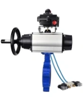 Затвор дисковый поворотный DN.ru WBV1616E-2W-Fb-H Ду125 Ру16 LUG корпус - чугун QT450, диск - чугун QT450, уплотнение - EPDM, с пневмоприводом DN.ru PA-DA-105-1, пневмораспределителем 4V320-08 AC220V и БКВ APL-410N EX
