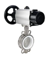 Затвор дисковый поворотный DN.ru WBV3232P-2W-Fb-H Ду125 Ру16, межфланцевый, корпус - нержавеющая сталь 316L, диск - нержавеющая сталь 316L, уплотнение - PTFE, с пневмоприводом PA-DA-105-1