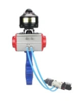 Затвор дисковый поворотный DN.ru WBV1631E-2W-Fb-H Ду100 Ру16 LUG корпус - чугун QT450, диск - нержавеющая сталь 304, уплотнение - EPDM, с пневмоприводом DN.ru PA-DA-083, пневмораспределителем 4V320-08 AC220V и БКВ APL-510N EX