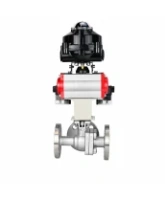 Кран шаровой DN.ru BV3232P(2pc)-FP-3WL-F-ISO-H Ду80 Ру16 HYMT трехходовой L-тип, полнопроходной, фланцевый, корпус - нержавеющая сталь AISI316, с пневмоприводом PA-SA-130, пневмораспределителем 4M320-08 AC220V и БКВ APL-510N EX