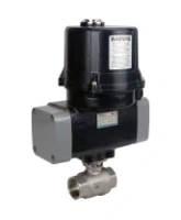 Кран шаровой DN.ru BV3232P(2pc)-FP-T-ISO-H Ду10 Ру63 полнопроходной, резьбовой, внутренняя резьба, корпус - нержавеющая сталь 316, уплотнение - PTFE, с электроприводом четвертьоборотным DN.ru QTSA-N-003EM-O0-220VAC с пружинным возвратом