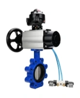 Затвор дисковый поворотный DN.ru WBV1631E-2W-Fb-H Ду125 Ру16 LUG корпус - чугун QT450, диск - нержавеющая сталь 304, уплотнение - EPDM, с пневмоприводом PA-DA-105-1, пневмораспределителем 4V320-10 AC220V и БКВ APL-510N EX