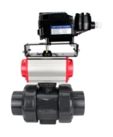 Кран шаровой DN.ru BV4242E-FP-GRM-ISO Дн65 Ру10 полнопроходной, корпус - НПВХ, шар - НПВХ, уплотнение - EPDM, с пневмоприводом PA-SA-065 и пневмопозиционером YT-1000RSN без обратной связи