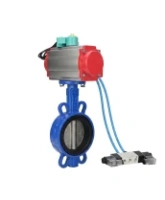 Затвор дисковый поворотный DN.ru WBV1432N-2W-Fb-H Ду40 Ру16 корпус - чугун GGG50, диск - нержавеющая сталь 316L, уплотнение - NBR, с пневмоприводом PA-SA-083, пневмораспределителем 4V320-08 AC220V и магнитным переключателем ALS200D