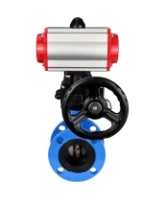 Затвор дисковый поворотный DN.ru WBV1313E-2W-F-H Ду100 Ру16 фланцевый, корпус - чугун GGG40, диск - чугун GGG40, уплотнение - EPDM, с пневмоприводом DN.ru PA-DA-105 и ручным дублером DN.ru MON1-250-T26-ISO