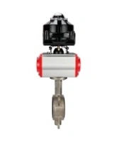 Затвор дисковый поворотный DN.ru WBV3232N-2W-Fb-H Ду150 Ру16, корпус - нержавеющая сталь 316L, диск - нержавеющая сталь 316L, уплотнение - NBR, с пневмоприводом PA-SA-130 с возвратными пружинами, с БКВ APL-510N EX