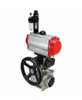 Кран шаровой DN.ru BV3232P(3pc)-FP-W-ISO-H Ду65 Ру25, полнопроходной под приварку, нержавеющая сталь SS316, уплотнение - PTFE, с пневмоприводом PA-DA-083, с пневмораспределителем 4M310-08 AC220V, с ручным дублером MON2-450-T28-ISO, с БПВ AFC2000